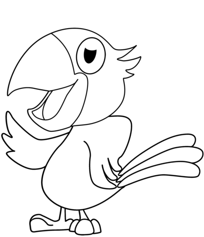 Cartoon Parrot Coloring Page